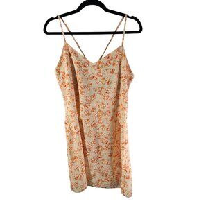 Lola May ASOS Mini Slip Dress Crossover Straps Floral Orange UK 14 US Size 10